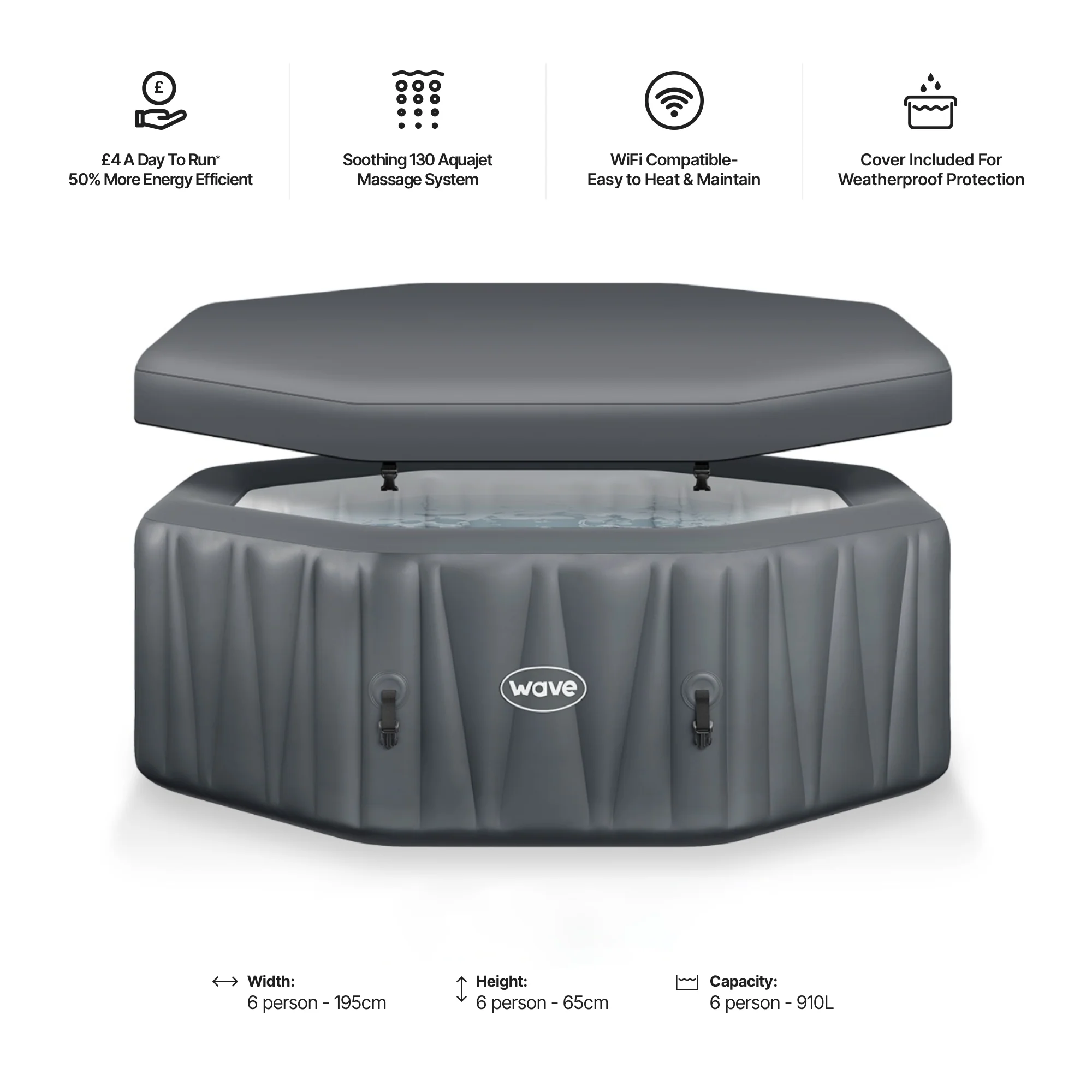Aegean | 6-Person Inflatable Hot Tub | Integrated Heater | UKCA - Image 12