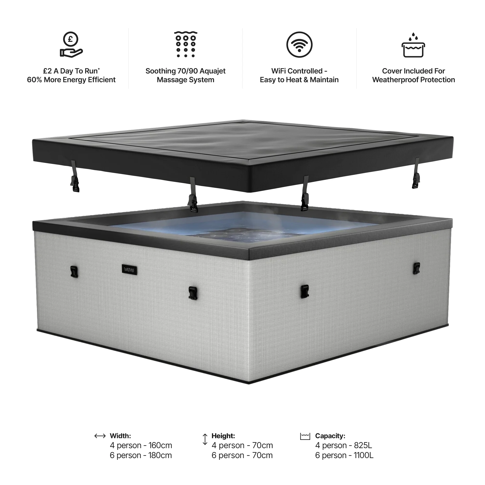 Garda | 4/6-Person Eco Foam Hot Tub | Built-In Integrated Heater | UKCA - Image 18