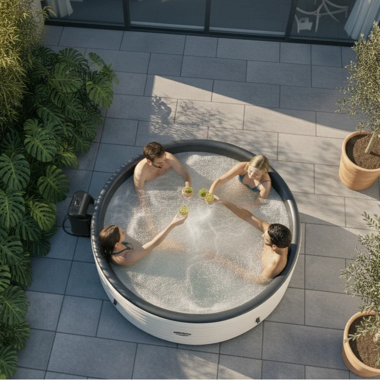 Ontario | 4/6 Person Round Drop Stitch Hot Tub | Herringbone | UKCA - Image 3