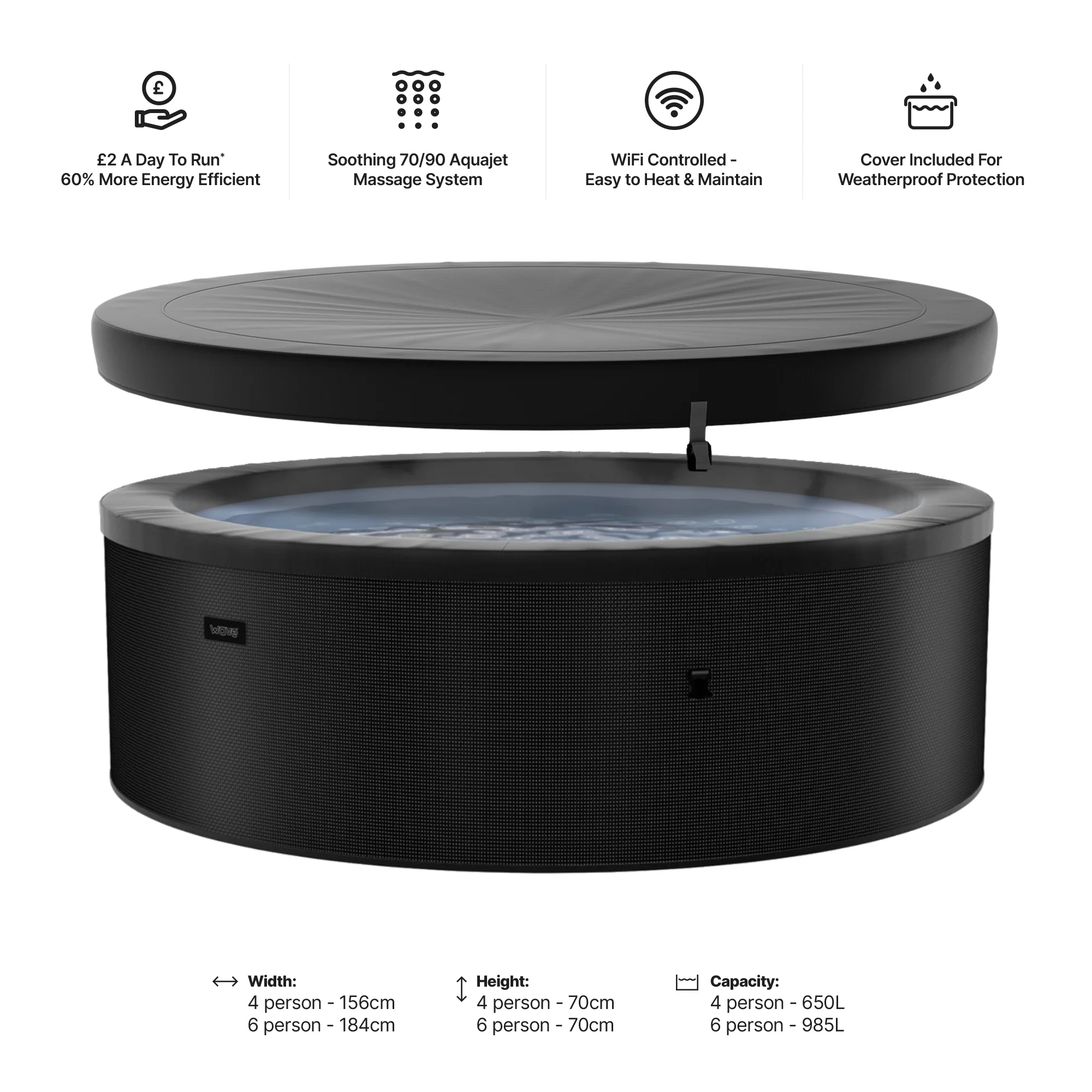 Tahoe | 4/6-Person Eco Foam Hot Tub | Built-In Integrated Heater | UKCA - Image 17