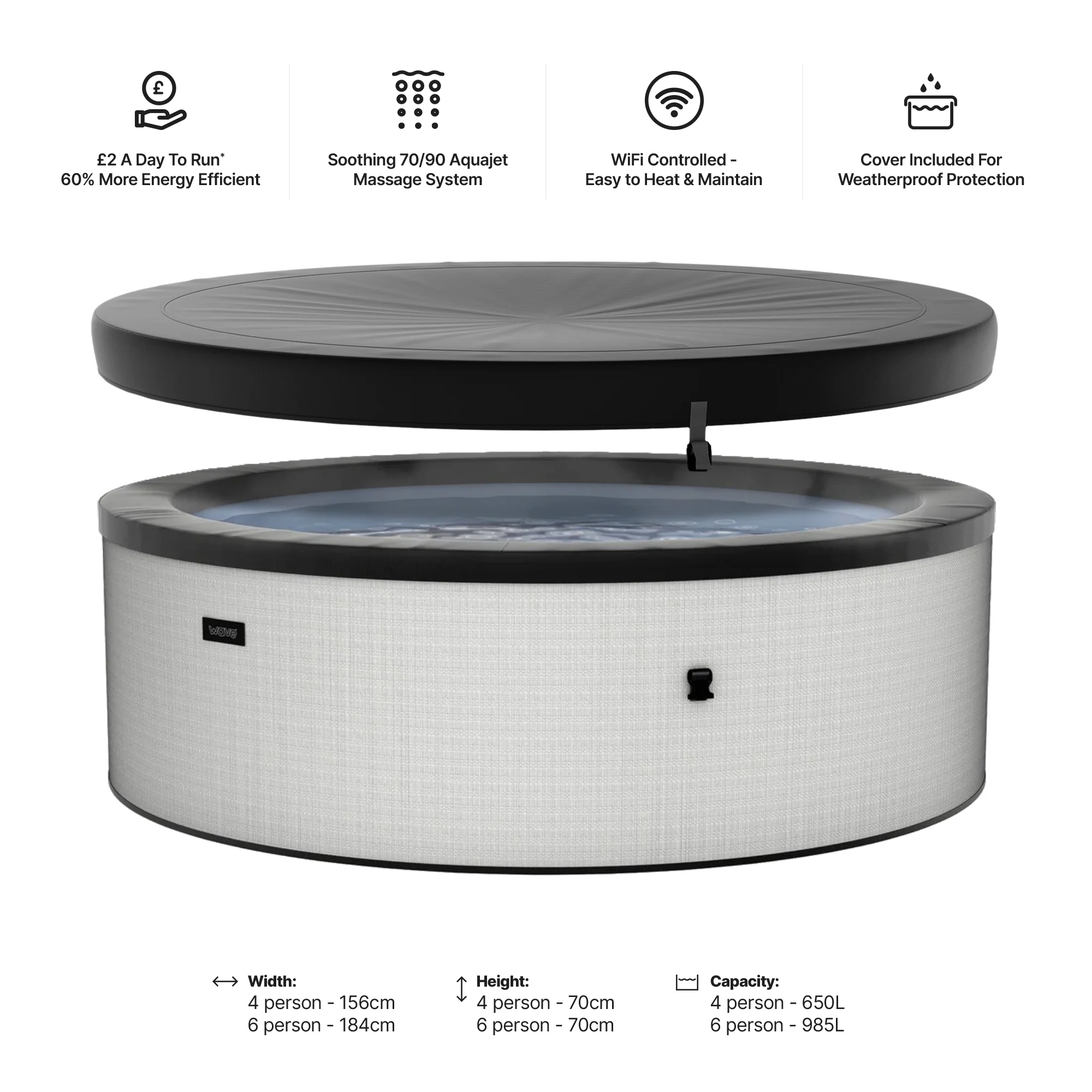 Tahoe | 4/6-Person Eco Foam Hot Tub | Built-In Integrated Heater | UKCA - Image 18
