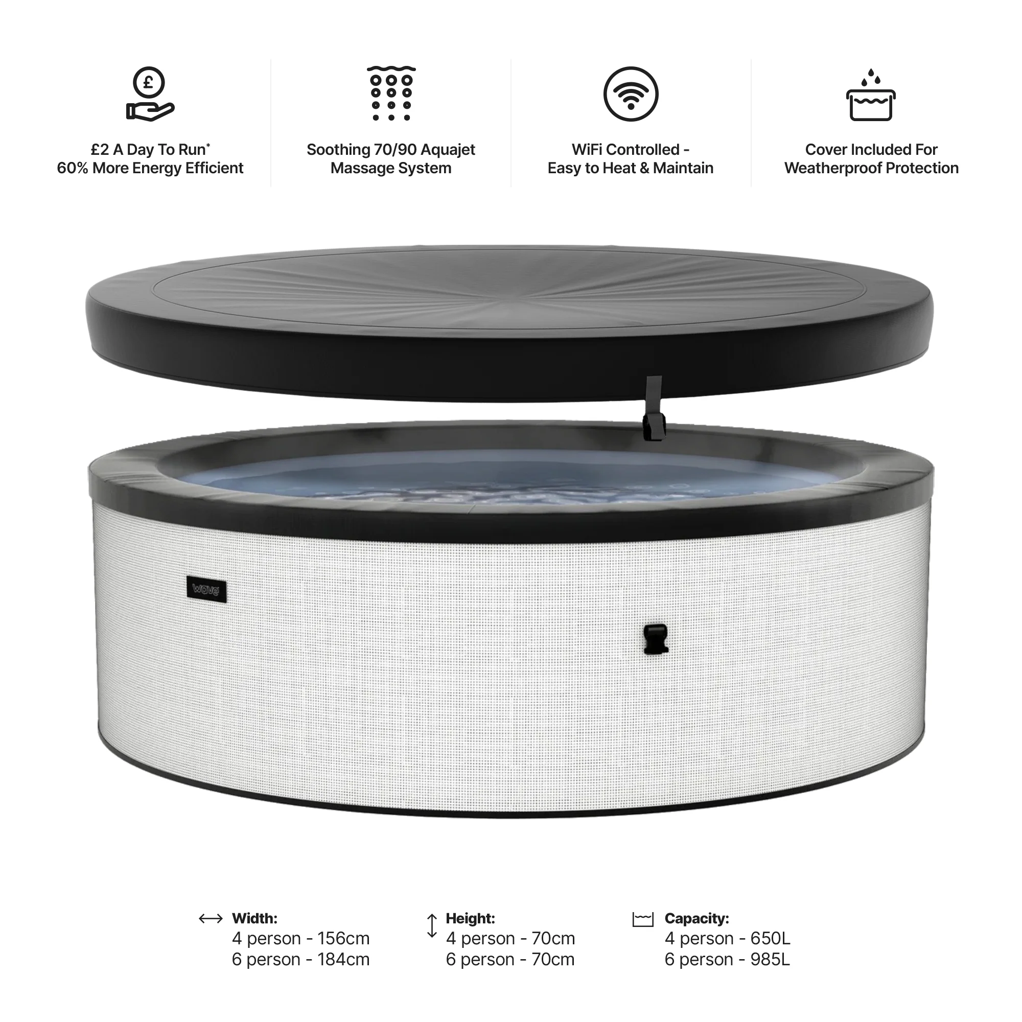 Tahoe | 4/6-Person Eco Foam Hot Tub | Built-In Integrated Heater | UKCA - Image 19